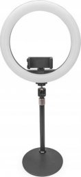 Wizualizer Lamex Lampa pierścieniowa DIGITUS LED RING 10" wysuwany statyw, uchyt na telefon, pilot, USB 2m