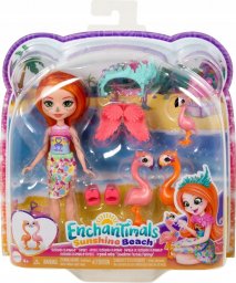  Mattel Lalka Enchantimals Rodzina Flamingów Florinda Flamingo + 3 Zwierzątka