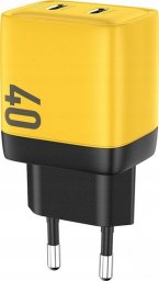 Ładowarka Wekome Ładowarka sieciowa 2x USB-C Super Fast Charger GaN 40W Żółta