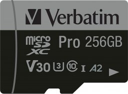 Karta Verbatim Karta pamięci Micro SDXC Verbatim Pro U3 256GB (100/90 MB/s) Class 10 U3 V30 + adapter