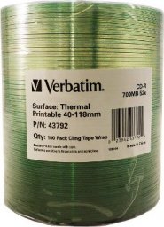  Verbatim CD-R Verbatim 700MB 52x Thermal Printable No ID Brand (Wrap 100)