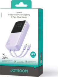 Powerbank Joyroom Joyroom JR-PBC06 z wbudowanymi kablami USB-C / Lightning 30W 10000mAh - fioletowy