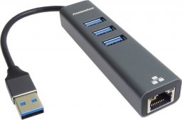 HUB USB PremiumCord PREMIUMCORD Adaptér USB3.0 - LAN RJ45 ETHERNET 10/100/1000 MBIT + 3x USB3.0 port