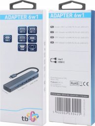 HUB USB TB Print Adapter HUB USB C 6w1 - HDMI, USBx3, PD, RJ-45