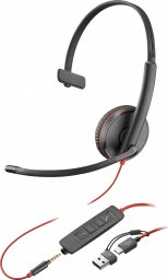 Słuchawki Poly Poly Blackwire 3215 - Blackwire 3200 Series - Headset - On-Ear - kabelgebunden - 3,5 mm Stecker, USB-C - Schwarz - Zertifiziert fur Skype fur Unternehmen, Avaya Certified, Cisco Jabber Certified, UC-zertifiziert