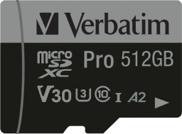 Karta Verbatim Verbatim karta MicroSD, 512GB, micro SDXC, 47046, UHS 3 (U3), z adapterm