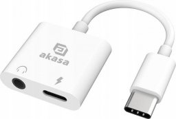  Akasa AKASA adaptér USB-C to 3.5mm Jack & PD 15W Nabíjecí port, bílá