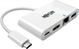 Adapter USB Eaton Wieloportowy adapter USB-C HDMI, port USB 3.2 Gen 1, Gigabit Ethernet, ładowanie PD 60 W, HDCP U444-06N-HGU-C Biały