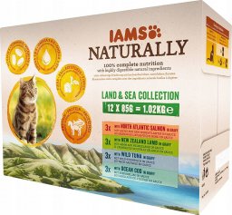  IAMS IAMS Naturally Adult zestaw smaków morskch i mięsnych 12x85g kot