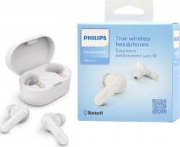 Słuchawki Philips SŁUCHAWKI PHILIPS DOUSZNE BEZPRZEWODOWE BLUETOOTH TRUE WIRELESS TWS BIAŁE TAT1108WT>