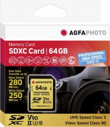 Karta AgfaPhoto Professional High Speed SDXC 64 GB Class 10 UHS-II/U3 V90 (10621)