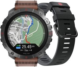 Zegarek sportowy Polar Grit X2 Pro Titan Brązowy (GRIT X2 PRO TI LTHR BRNZ M/L)