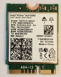  Intel INTEL Killer WI-FI 6E AX1690 i 2230 DCT 2x2 AX R2 6Ghz +BT No vPro