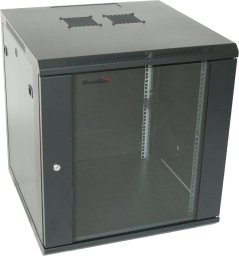 Szafa XtendLan XtendLan 19" nástěnný rozvaděč 12U 600x600, nosnost 60 kg, skleněné dveře, rozložený, černý