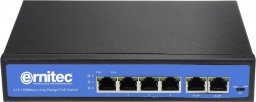 Switch Ernitec Ernitec ELECTRA-U04 łącza sieciowe Nie zarządzany Gigabit Ethernet (10/100/1000) Obsługa PoE Czarny, Niebieski