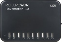 Ładowarka Realpower RealPower Power Station 120 Smartfon, Tablet Czarny Prąd przemienny Wewnętrzna