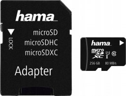 Karta Hama KARTA PAMIĘCI HAMA MICRO SDXC 256GB C10, 80MB/s + ADAPTER SD