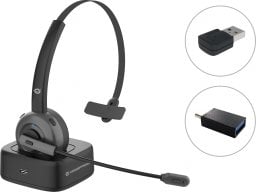 Słuchawki Conceptronic Conceptronic POLONA03BDA słuchawki/zestaw słuchawkowy Bezprzewodowy Opaska na głowę Biuro/centrum telefoniczne Bluetooth Podstawka do ładowania Czarny