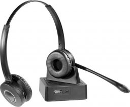 Słuchawki eStuff eSTUFF G4555 Zestaw słuchawkowy Bezprzewodowy Opaska na głowę Biuro/centrum telefoniczne Bluetooth Podstawka do ładowania Czarny