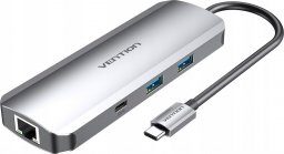 Switch La Mer Vention Vėdinimo prijungimo stotelė 9 in 1: USB-C į HDMI/USB3.0x2/USB-C/RJ45/SD/TF/TRRS 3,5 mm/PD