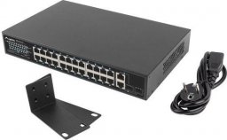 Switch Lamax Switch niezarządzalny Lanberg 24x 100Mb PoE+/2x Combo Rack 19" Gigabit Ethernet 250W