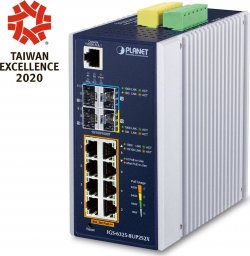 Switch Planet PLANET IP30 DIN-rail Industrial L3 8P Zarządzany Gigabit Ethernet (10/100/1000) Aluminium, Niebieski