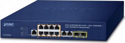 Switch Planet PLANET IPv4/IPv6, 8-Port Managed Zarządzany L2/L4 Gigabit Ethernet (10/100/1000) Obsługa PoE 1U Niebieski