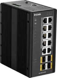 Switch D-Link Switch / 14 Port Layer2 Managed Gigabit PoE Industrial Switch, 8x 100/1000Mbit/s TP (RJ-45) PoE Port, 2x 100/1000Mbit/s TP (RJ-45) Port, 4x SFP Port, Automatische Geschwindigkeits- und Duplexanpassung, IEEE 802.3at PoE kompatibel, bis 30 Wat