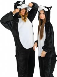  nerd hunters Piżama Onesie Kigurumi Kostium Przebranie Czarny Husky L: 165 - 175cm