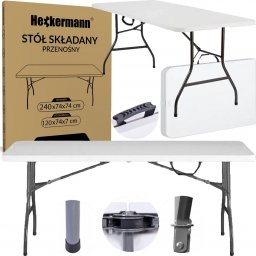 Heckermann Stół składany 240x75x74cm Heckermann Z240 Biały