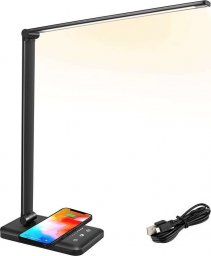 Lampka biurkowa Beliani Lampa biurkowa LED z ładowarką indukcyjną do telefonu QI Czarna