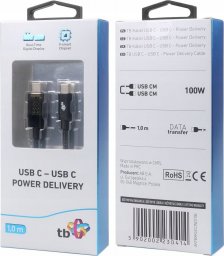 Kabel USB TB Kabel USB C - USB C 1m ze wskanikiem mocy ładowania LED (100 W)