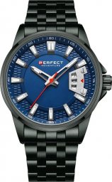 Zegarek Perfect Czarny zegarek męski bransoleta duży solidny Perfect M144