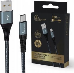 Kabel USB ExtraLink Extralink Smart Life 15W, USB-A - USB-C, 120cm, nylonowy oplot, 5V 2.4A/3A, czarny