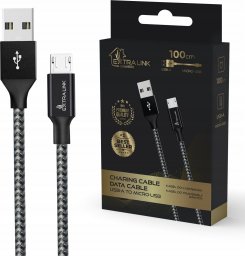 Kabel USB ExtraLink Extralink Smart Life 15W, USB-A - microUSB, 100cm, PVC, 5V 2.4A, czarny