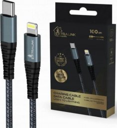 Kabel USB ExtraLink USB-C - USB-C 1.2 m Szary (CABESL07)