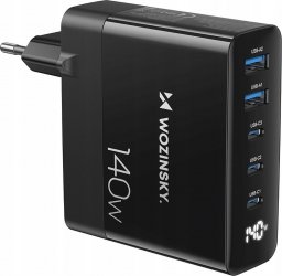 Ładowarka Wozinsky Ładowarka sieciowa GaN Wozinsky CGWCB 140W 3 x USB-C / 2 x USB-A - czarna