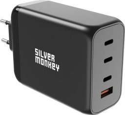 Ładowarka Silver Monkey Ładowarka GaN Silver Monkey SMA153 200W 3xUSB-C PD USB-A QC 3.0 - czarna