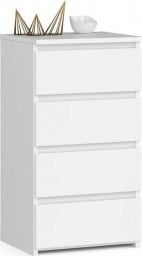Akord Komoda do sypialni, 4 szuflady, 40x35x74 cm, biały, mat