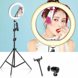 Lampa pierścieniowa Tech-Led Pierścieniowa lampa do selfie 10W 10"/26cm komplet ze statywem 2,1m Pierścieniowa lampa do selfie 10W 10"/26cm komplet ze statywem 2,1m