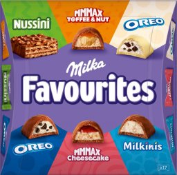 Milka Milka Favourites Mieszanka czekoladek nadziewanych i wafelków 158 g (17 sztuk)