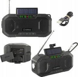 Radio Renkforce Renkforce RF-CR-300 Outdoorradio UKW, MW Bluetooth®, SD wiederaufladbar, Solarpanel, Handkurbel Schwarz (RF-5236092)