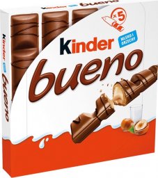  Kinder Kinder Bueno Wafel w mlecznej czekoladzie wypełniony mleczno-orzechowym nadzieniem 107,5 g (5 sztuk)