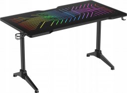 Biurko Deltaco Deltaco Gaming RGB-LED Tisch m. Glas/Kabelmanag./Headsetha