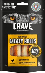  Crave CRAVE CRAVE MEATY ROLLS 50g - bezzbożowy przysmak proteinowy dla dorosłych psów, z kurczakiem