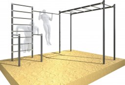 UnderFit Drabinka gimnastyczna ogrodowa z drążkiem i poręczami OCYNK Street workout UNDERFIT UF9890