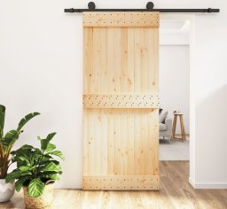  vidaXL Drzwi przesuwne z osprzętem, 90x210 cm, lite drewno sosnowe Lumarko!
