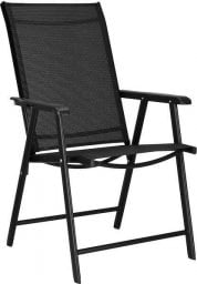  Springos Krzesło ogrodowe, metalowe na balkon czarne UNIWERSALNY
