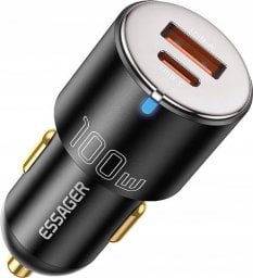 Ładowarka Essager Ładowarka samochodowa USB-A+USB-C 100W Essager (czarna)