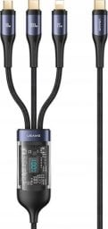 Kabel USB Usams USAMS Kabel pleciony U83 3w1 100W 1,2m Digital Display PD Fast Charge (lightning/microUSB/USB-C) SJ600USB01 (US-SJ600)